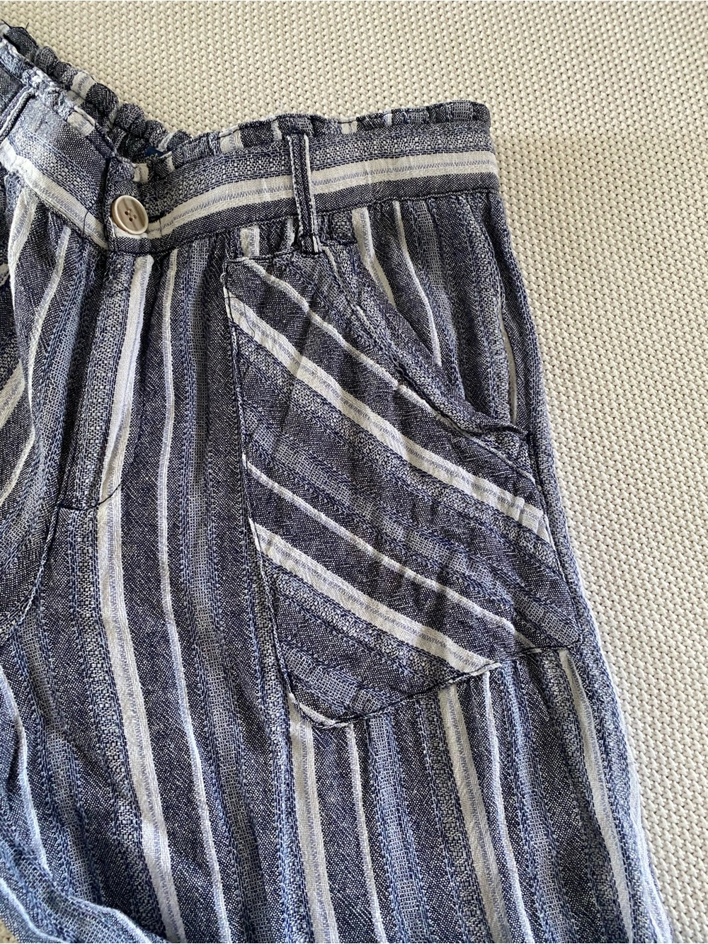 Democracy Linen Blend Striped Cropped Palazzo Pants Large - Picture 12 of 15
